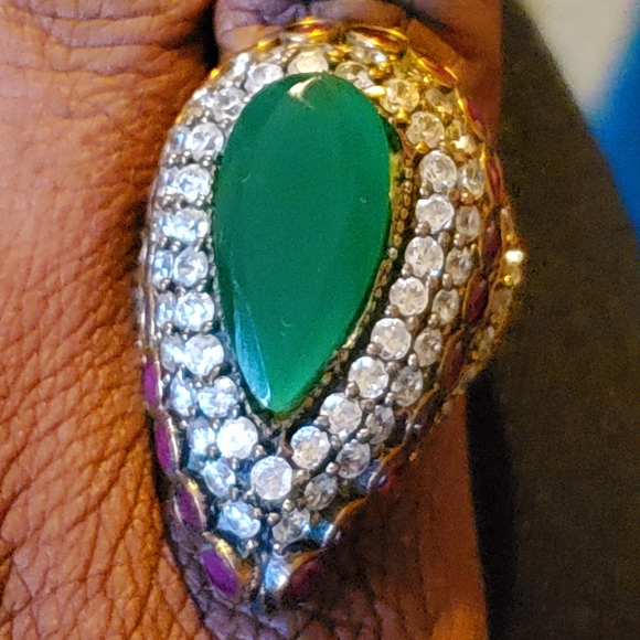 Turkish 925 Sterling Silver , Bronze Emerald Ring - Picture 8 of 8